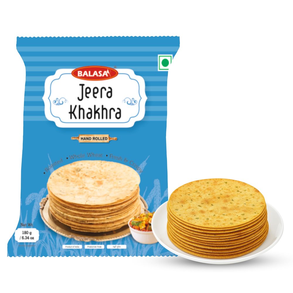 BALASA Whole Wheat Dry Gujarati Jeera Khakhra (180 g Single Pack) | Whole wheat khakhra | Vegetarian snack | Healthy Indian snack | Breakfast option