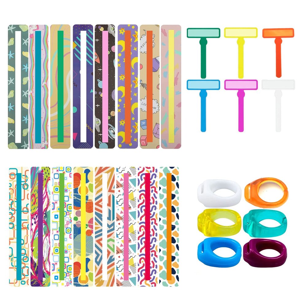 28 Pieces Dyslexia Tools for Kids Dyslexia Reading Strips for Dyslexic Students, Guided Reading Strips Trackers for Kids, Teacher Education Classroom Supplies (Cute Sets)