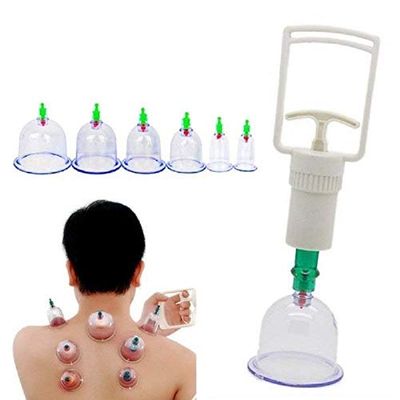 4beauty Therapy Health & beauty Vacuum Cupping Therapy 6pcs Hijama Cups Chinese Vacuum Cupping Kit Pull Out a Vacuum Apparatus Therapy Relax Massagers