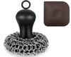 Cast Iron Cleaner Chainmail Scrubber with Pan Scraper, Ergonomic Handle Cast Iron Scrubber Brush 316 Chainmail Scrubber For Cast Iron Pans, Iron Skillet, Grill Dutch Oven Metal Brush Cleaning CastIron view 1