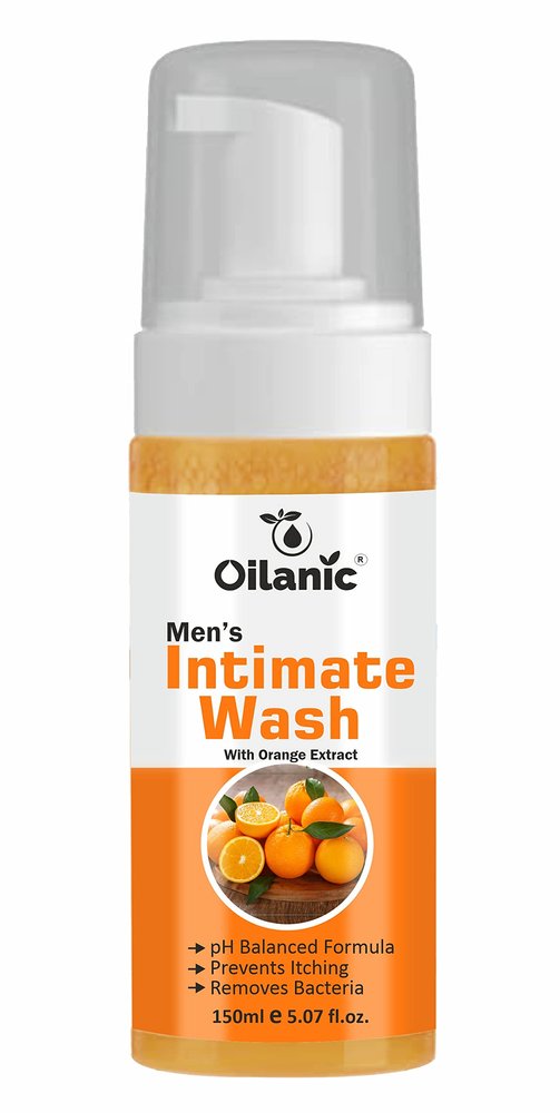 Oilanic Natural Men's Intimate Wash with Orange Extract (Pack of 1, 150 ml)|Intimate Wash for Men|Men Genital Wash|Intimate Hygiene wash|Intimate men Hygiene Wash pH Balanced wash
