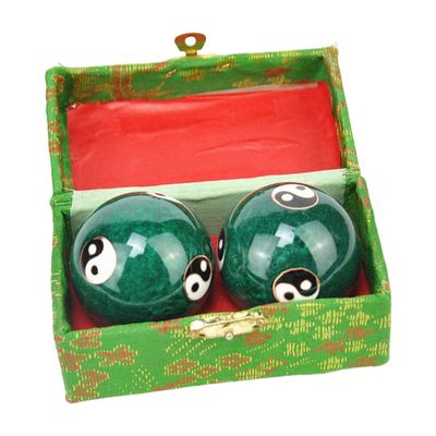 T.O.G. Portable Baoding Balls with Storage Box Durable for Kids Elderly Parents Green Tai Chi