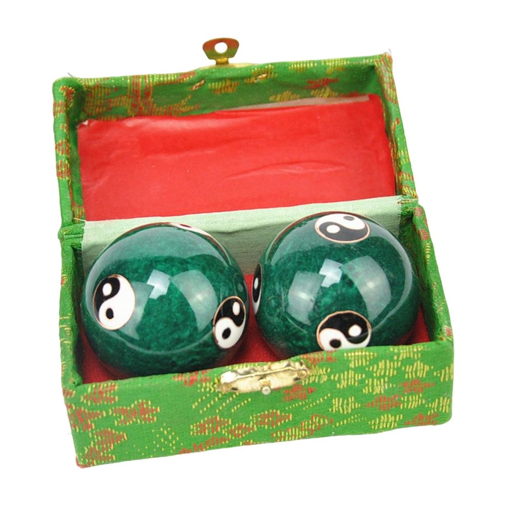 T.O.G. Portable Baoding Balls with Storage Box Durable for Kids Elderly Parents Green Tai Chi
