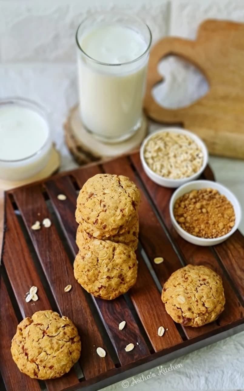 Bake N Bite Fresh & Homemade Ghee Jaggery Cookies| Vegetarian|No Added Preservatives, Vegetable Fats or Chemicals (Pack of 2)