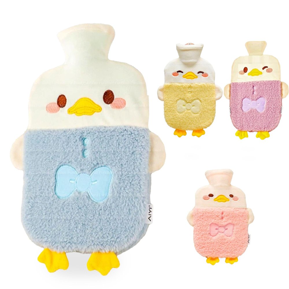 FunBlast Hot Water Bag with Soft Cover for Pain Relief  Heating Pad Hot Water Bottle & Rubber Bottle for Hot Water Bag for Pain Relief, Bottle, Heating Bag - 1000 ML (Blue-Duck)