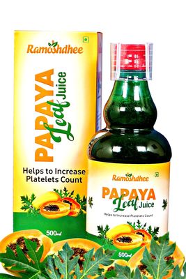 Ramoshdhee Papaya Leaf Juice - Support for Blood Platelets Count, With Goodness of Vitamin C, Anti-inflammatory & Antioxidant Properties 500Ml