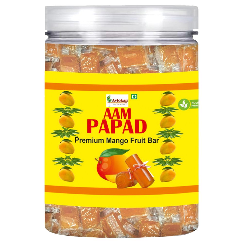 Avlokan Fruit Bar with No Added Preservatives or Colors, Khatta Meetha Aam Papad Family Pack (500gm)