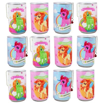 Asera Tin Shape Mini Wet Wipes Tissue in Unicorn design, Extremely Portable Tin, Non-Toxic 30 wipes in Each Tin (Pack of 12)
