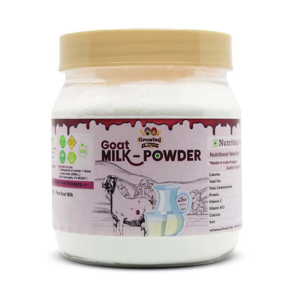 Growing Villagers Goat Milk Powder | Freeze Dried | Homemade Natural Grass Fed Goat Milk Powder | Substitute For Liquid Milk | Jar Of 150 Grams