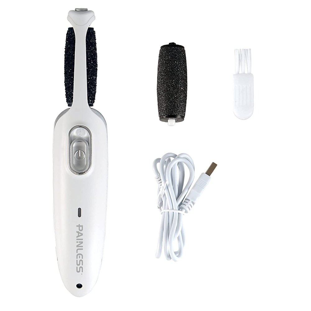 Callus Remover with two heads Rechargeable Cordless Foot File Easy Grip Adjustable Power Pedi Feet Care for Dead Hard Skin Cracked Heels