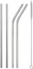 SAVE Stainless Steel Metal Straws | Reusable Drinking Straws - Set of 4 (2 Straight + 2 Bent) + Cleaning Brush (Silver, 04) view 1