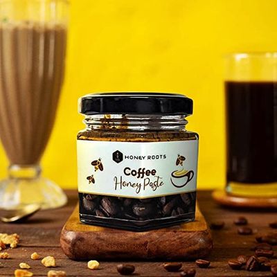 Honey Roots Coffee Infused Raw Honey Paste - 100gm of Natural Raw Honey with the Goodness of Coffee"