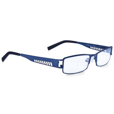 TIZIANO Full Rim Metal Reading Glasses with Spring Hinge (Model: Ditto VX-101 Blue +3.00 with Rectangular Eyeshape)