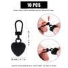 10pcs Zipper Pull Replacement, Detachable Metal Zipper Pull Kit Heart Shaped Zipper Pulls for Coats Backpacks Jackets Pants Jeans Suitcase Purses Handbags (Black) view 2