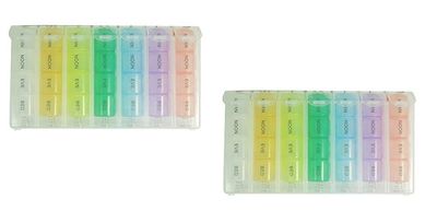 Ezyfit Pill Organizer 7 Days Weekly Tablet Medicine Storage Organizer Box - Pack of 2