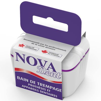 Novadent Dentures Cleaner Soaking Bath Cleaning Container for Dental Appliances Solution (Classic)