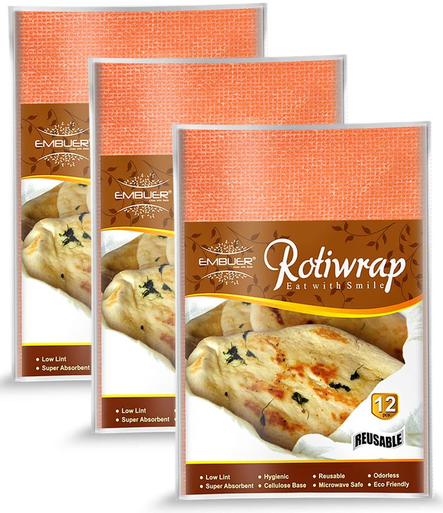 Embuer Reusable Roti Wrap - 36 Pcs - (Orange) | Eco-Friendly Roti Wrap Keep Food Fresh, Odourless, Hygienic and Multipurpose Roti Wrap, Tiffin Wrap, Food Wrap