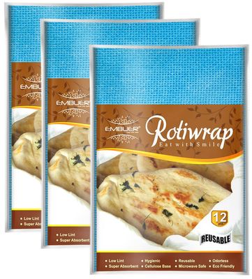 Embuer Reusable Roti Wrap - 36 Pcs - (Blue) | Eco-Friendly Roti Wrap Keep Food Fresh, Odourless, Hygienic and Multipurpose Roti Wrap, Tiffin Wrap, Food Wrap