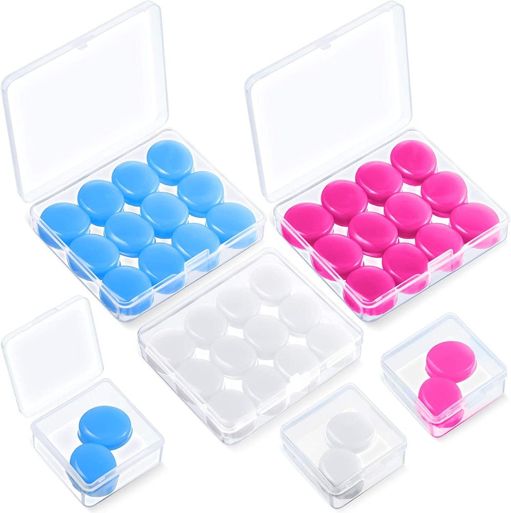 21 Pairs Ear Plugs for Sleeping Soft Reusable Moldable Silicone Earplugs Noise Cancelling Earplugs, Sound Blocking,Ear Plugs with Case for Swimming, Concert,Airplane(Blue,White, Pink)
