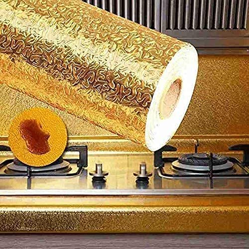 DIOXIT Golden Aluminium foil Stickers, Oil Proof Kitchen Stove Stickers, Waterproof & Heat Resistant Contact Paper for Kitchen and Multiple uses in Home (Golden Foil 60 X 200 CM 1 Unit)