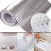 DIOXIT Kitchen Aluminium Silver 3D foil Stickers Kitchen Wallpaper, Oil Proof Waterproof Heat Resistant Big Size Aluminium Sheet for Kitchen (3D Silver Foil 60 X 200 CM 1 Unit) view 1