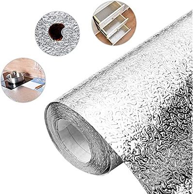 DIOXIT Silver Aluminium foil Stickers, Oil Proof Kitchen Stove Stickers, Waterproof & Heat Resistant Contact Paper for Kitchen and Multiple uses in Home (Silver Foil 60 X 200 CM 1 Unit)