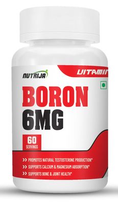 Nutrija Boron 6MG as Boron Citrate/Aspartate/Glycine Complex in each Serving - 60 Capsules