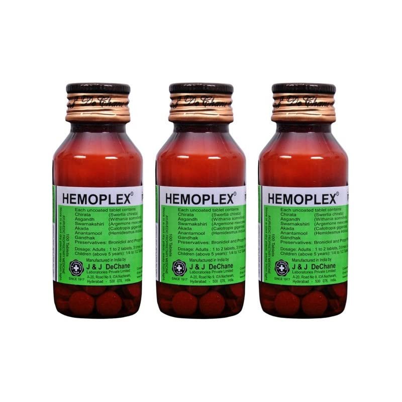 J & J DeChane - Hemoplex 100 Tablets - Pack of 3