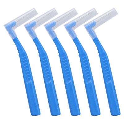 Fdit 5Pcs L Shaped Interdental Brushes to Effectively Plaque and Remove Braces Suitable for Dental Care (Blue)