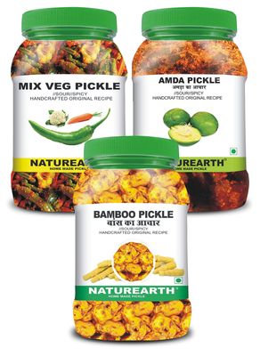 100% Natural Bamboo Pickle,Amda & Mix-Veg Pickle(600 g) Primium Quality Achar