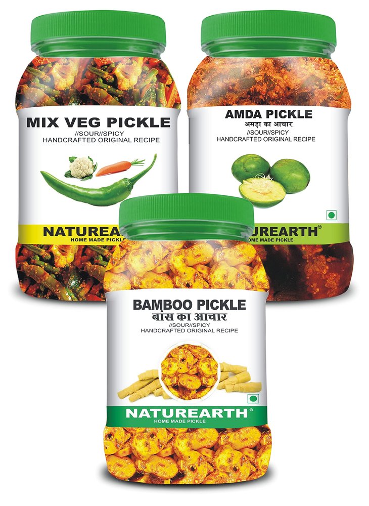 100% Natural Bamboo Pickle,Amda & Mix-Veg Pickle(600 g) Primium Quality Achar