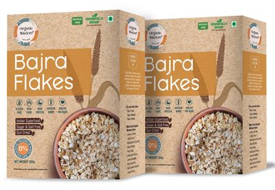 ORGANIC WISDOM-Back to Roots Bajra (Pearl Millet) Flakes | Gluten Free Breakfast | High Protein & Fiber |100% Natural | Combo Pack (250 gm each) | Pack of 2