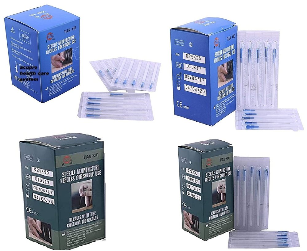 R A Products dry needles physiotherapy acupuncture needles 0.25x13mm 0.25x25mm 0.25x40mm 0.25x50mm, Pack of 4 box Combo 400 Needles Various Size (Blue)