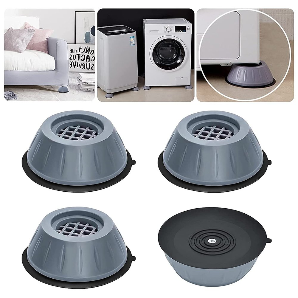 FIZLOZ Anti Vibration Pads for Washing Machine Washing Machine Feet Pads Shock Absorber Noise Cancelling Washer Support, Washing Machine Anti Vibration Pad Heightening Pads with Suction Cup (4 pcs)