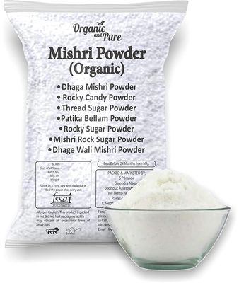 Organic and Pure Dhaga Mishri Powder | Rock Sugar Candy | Thread Sugar | Patika Bellam Powder Dhage Wali Mishri (900gx2)