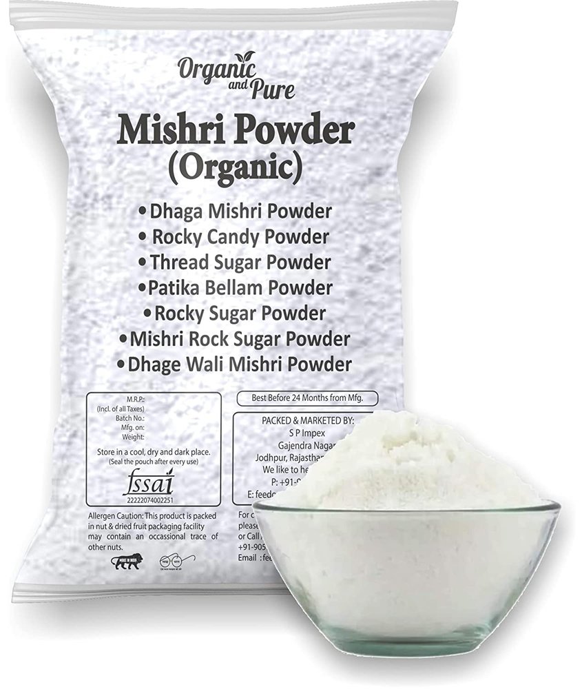 Organic and Pure Dhaga Mishri Powder | Rock Sugar Candy | Thread Sugar | Patika Bellam Powder Dhage Wali Mishri (900gx2)