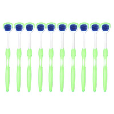 Tongue Scraper, Breath Freshening Tongue Brush Flexible Control for Teeth (Green)