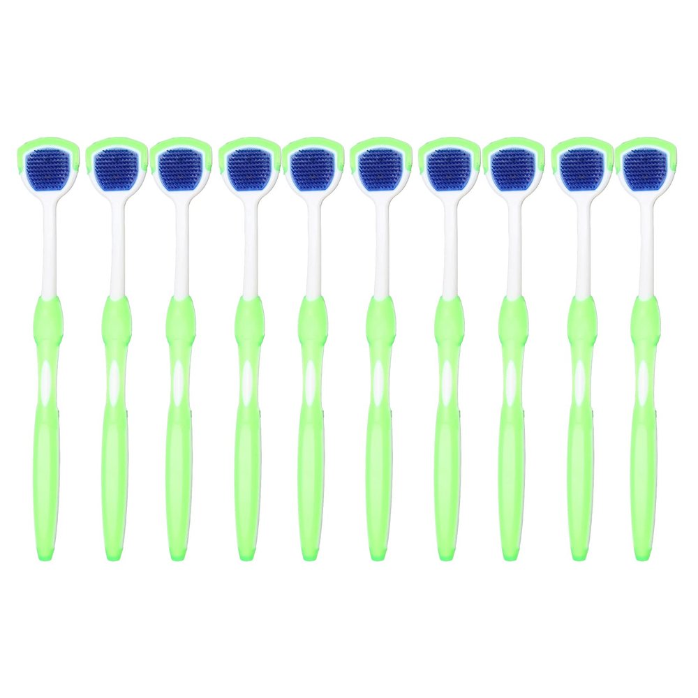 Tongue Scraper, Breath Freshening Tongue Brush Flexible Control for Teeth (Green)