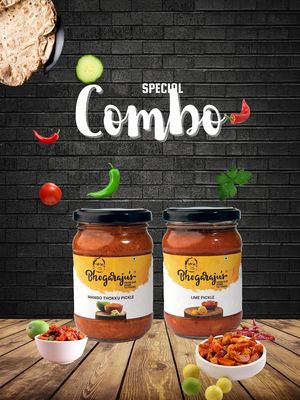 Chokhi Dhani Bhogarajus Andra Style Mango Thokku Pickle + Lime Pickle 300G Each(Pack Of 2)Mango,Lime Pickle(2 X 300 G)