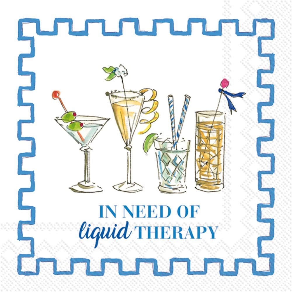 IHR Ideal Home Range Cocktail Napkins Rosanne Beck Disposable 3-Ply Paper Party Napkin Pack, 5" x 5", Liquid Therapy, 20-Count