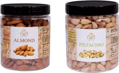 AESTHETIC HUB Pistachios & Almonds Dry Fruit, Super Crunchy & Delicious Healthy Nuts(500g)