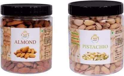 AESTHETIC HUB Pistachios & Almonds Dry Fruit, Super Crunchy & Delicious Healthy Nuts(500g)