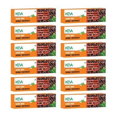 Keva Clove Mint Toothpaste : Tightens Gums, Fights Germs, Artificial Flavour Free, Triclosan Free : 100gms - Pack of 12