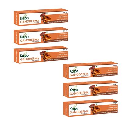 Kaipo Ganoderma Toothpaste - Fresh breath, Anti-Bacterial, Super Clean Teeth, Makes Teeth and Gums Healthier : 100gms : Pack of 6