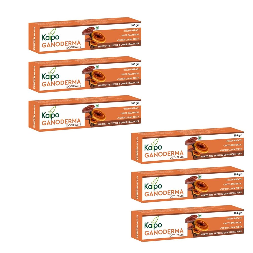 Kaipo Ganoderma Toothpaste - Fresh breath, Anti-Bacterial, Super Clean Teeth, Makes Teeth and Gums Healthier : 100gms : Pack of 6
