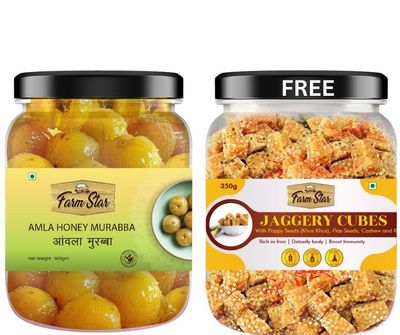 Amla Honey Murabba 500gm + 350gm - Jaggery Cubes FREE///