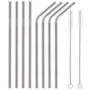 Baraky Stainless Steel Straws for Drinking with Brushes Pack of 10 Pieces (4 Bent + 4 Straight + 2 Brushes), Silver view 1