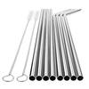 Baraky Stainless Steel Straws for Drinking with Brushes Pack of 10 Pieces (4 Bent + 4 Straight + 2 Brushes), Silver view 4
