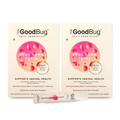 The Good Bug Good Down There SuperGut Powder for Women|Pre & Probiotic Supplement that Helps Reduce UTIs & Other Vaginal Infections|2.5 Billion CFU of Clinically Proven Strains|2 count,30 servings