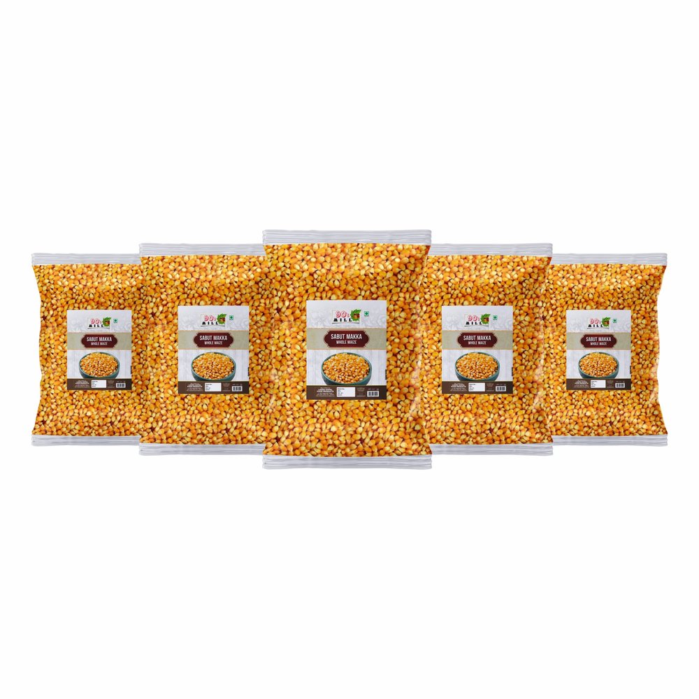 90's MILL Makka Maize Corn Sabut|Whole Maize|Whole/Sabut Makka Natural And Fresh Whole Grain-5Pkt),980 Grams